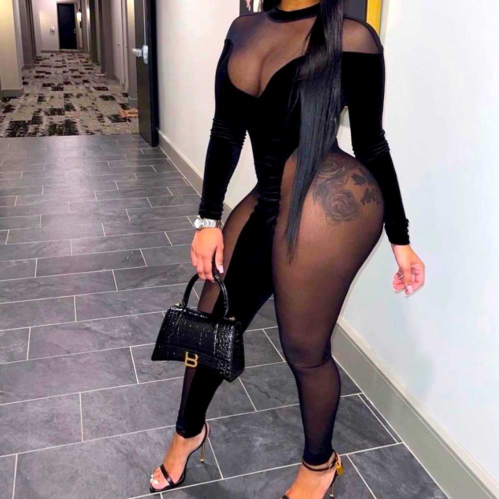 Mesh/Velvet Jumpsuit